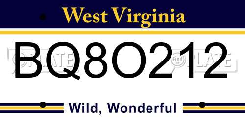 BQ8O212 West Virginia License Plate