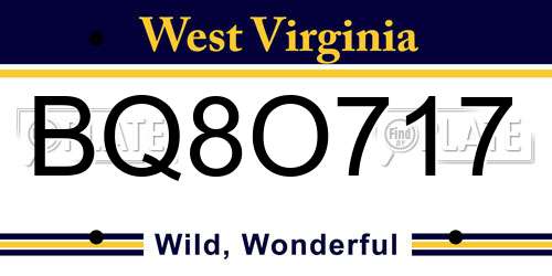 BQ8O717 West Virginia License Plate
