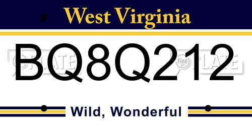 BQ8Q212 West Virginia License Plate