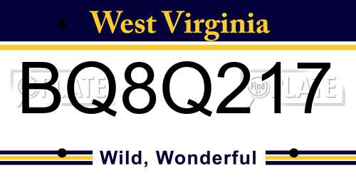 BQ8Q217 West Virginia License Plate