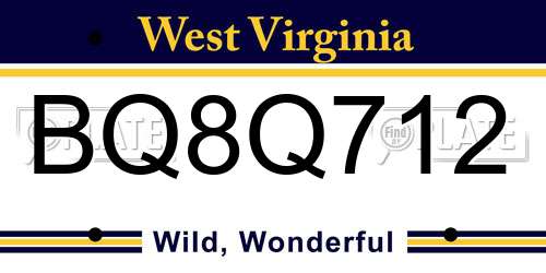 BQ8Q712 West Virginia License Plate