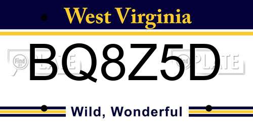 BQ8Z5D West Virginia License Plate
