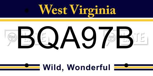 BQA97B West Virginia License Plate