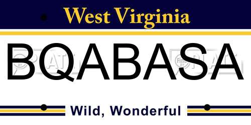BQABASA West Virginia License Plate
