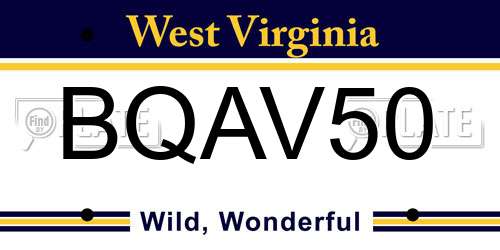 BQAV50 West Virginia License Plate