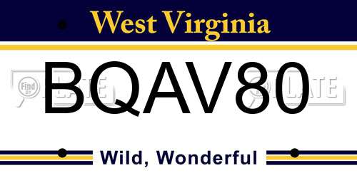 BQAV80 West Virginia License Plate