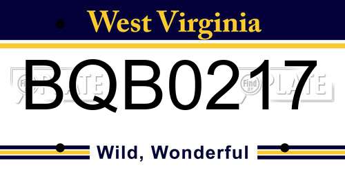 BQB0217 West Virginia License Plate