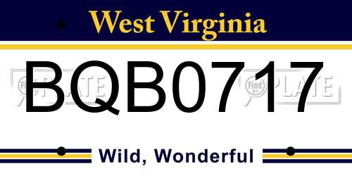 BQB0717 West Virginia License Plate