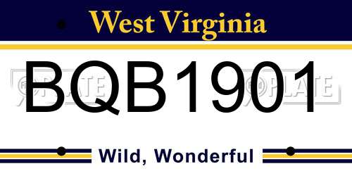 BQB1901 West Virginia License Plate