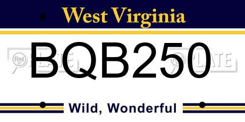 BQB250 West Virginia License Plate