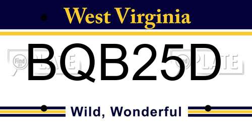 BQB25D West Virginia License Plate