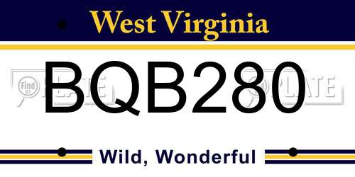 BQB280 West Virginia License Plate