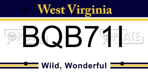 BQB71I West Virginia License Plate