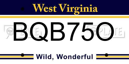 BQB75O West Virginia License Plate
