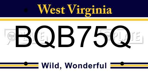 BQB75Q West Virginia License Plate