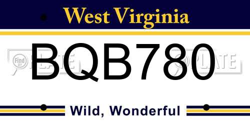 BQB780 West Virginia License Plate