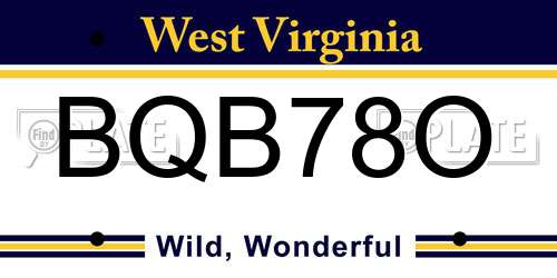 BQB78O West Virginia License Plate