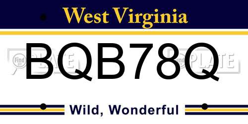 BQB78Q West Virginia License Plate