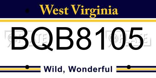 BQB8105 West Virginia License Plate