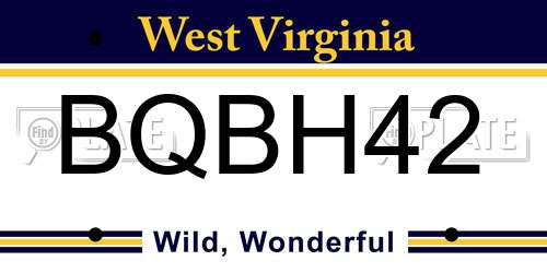 BQBH42 West Virginia License Plate