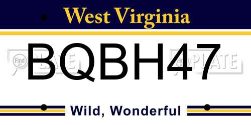 BQBH47 West Virginia License Plate