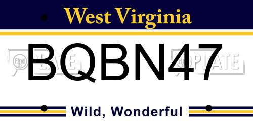 BQBN47 West Virginia License Plate