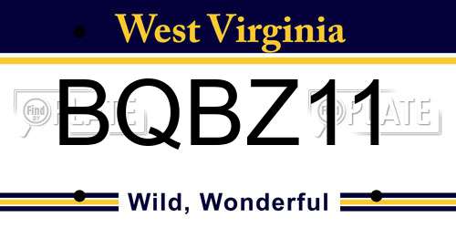 BQBZ11 West Virginia License Plate