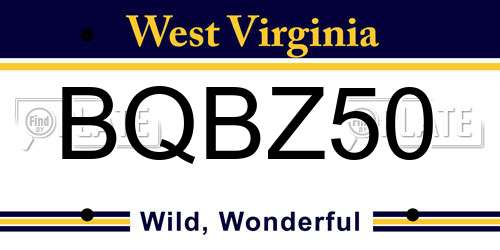 BQBZ50 West Virginia License Plate