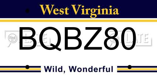 BQBZ80 West Virginia License Plate