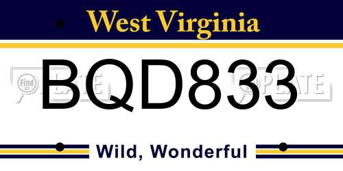 BQD833 West Virginia License Plate