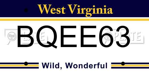 BQEE63 West Virginia License Plate