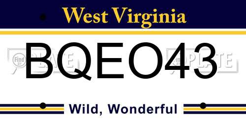 BQEO43 West Virginia License Plate