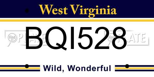 BQI528 West Virginia License Plate