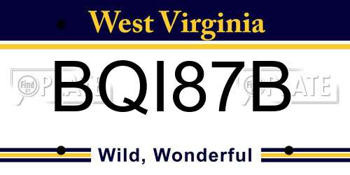 BQI87B West Virginia License Plate