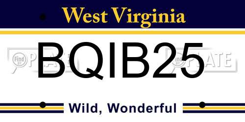 BQIB25 West Virginia License Plate