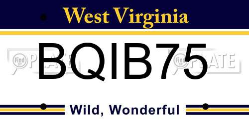BQIB75 West Virginia License Plate
