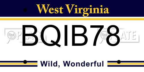 BQIB78 West Virginia License Plate