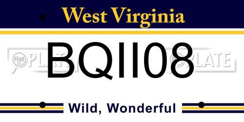 BQII08 West Virginia License Plate
