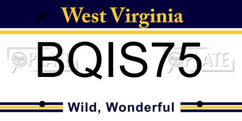 BQIS75 West Virginia License Plate