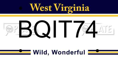 BQIT74 West Virginia License Plate
