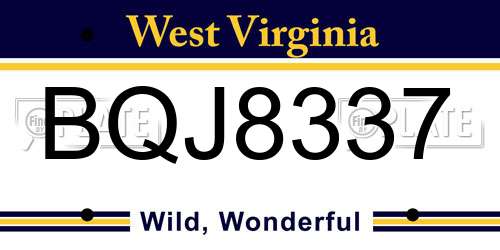BQJ8337 West Virginia License Plate