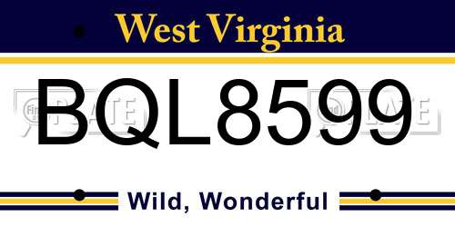 BQL8599 West Virginia License Plate