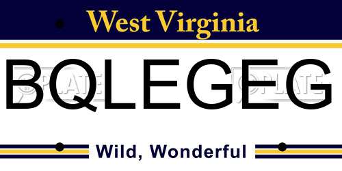 BQLEGEG West Virginia License Plate