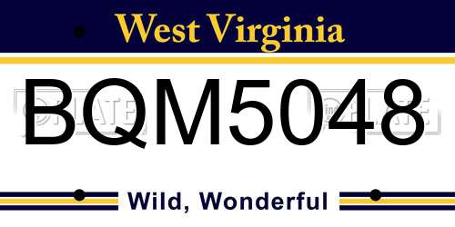 BQM5048 West Virginia License Plate