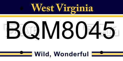 BQM8045 West Virginia License Plate