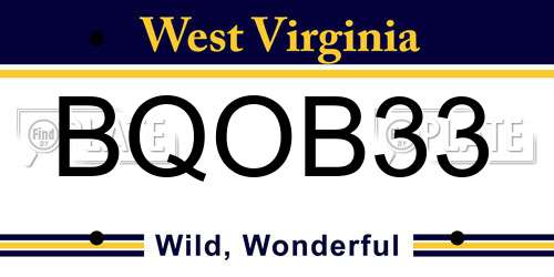 BQOB33 West Virginia License Plate