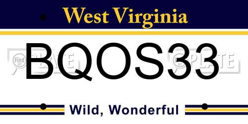 BQOS33 West Virginia License Plate