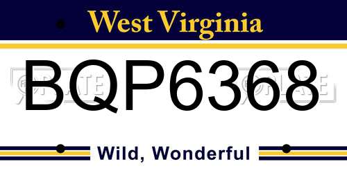 BQP6368 West Virginia License Plate