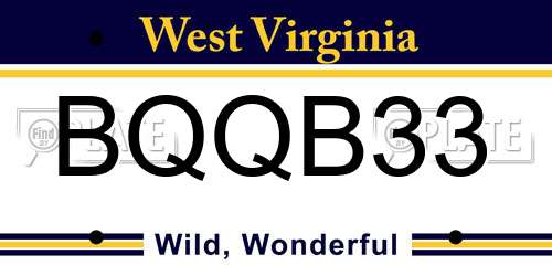 BQQB33 West Virginia License Plate