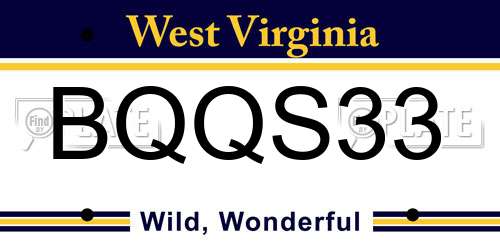 BQQS33 West Virginia License Plate